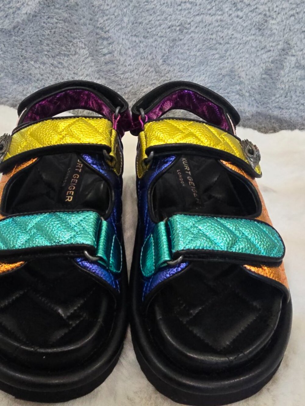 Kurt Geiger London Orson Metallic Leather Sandal Quilted Maximalism Size 36 NEW - Picture 6 of 8